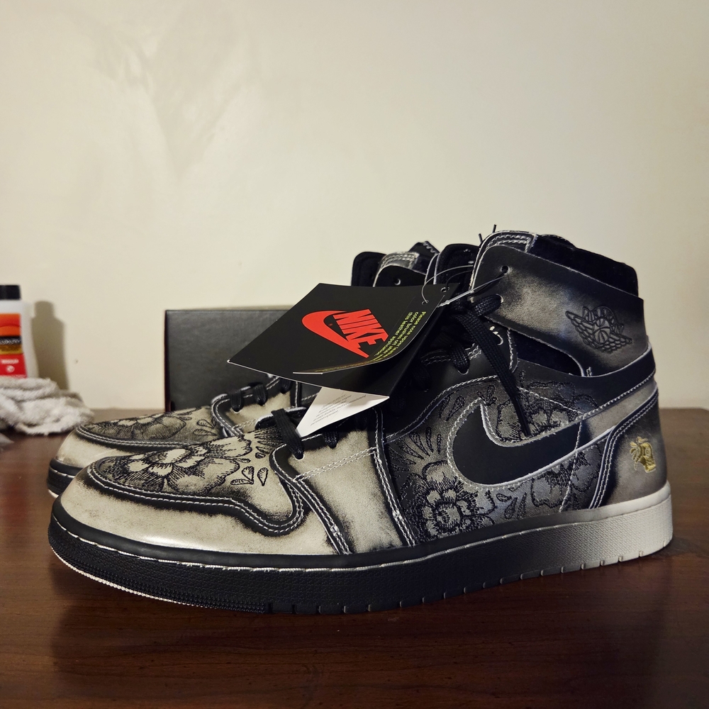 Nike Air Jordan 1 High Zoom CMFT 2 Dia De Muertos Black/Ivory FQ8155-010 Mens 16